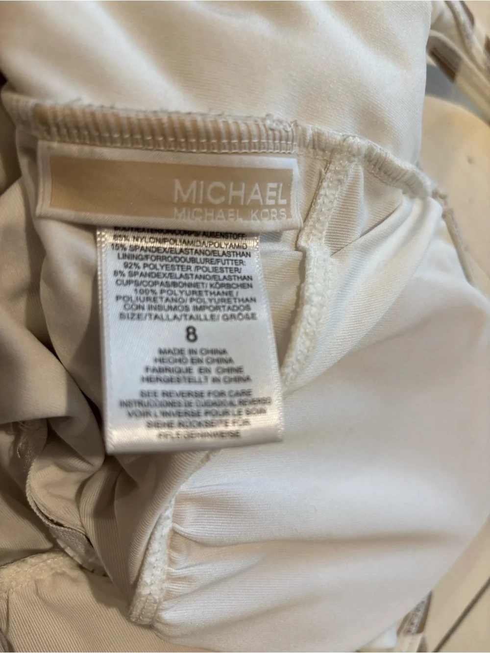 Michael Kors Tan & White Zebra-Print One-Piece Swimsuit with Front Zip